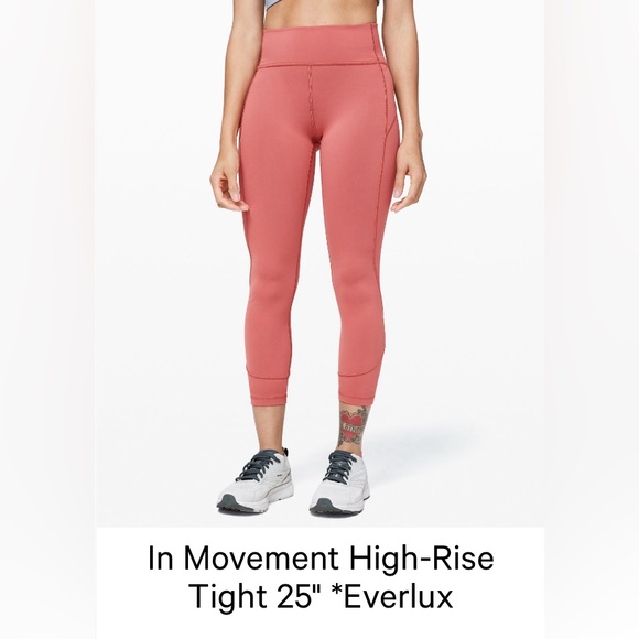 Lululemon In Movement High Rise Tight Everlux Rustic Coral - Picture 1 of 4